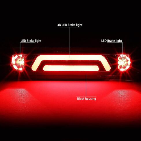 DNA Motoring 3BL-FM87-3D-BK-BK Black Housing 3D LED High Mount 3rd Third Third Brake Light [متوافق مع 1987-1993 Ford Mustang LX Hatchback مع OEM SPOILER] in Kuwait