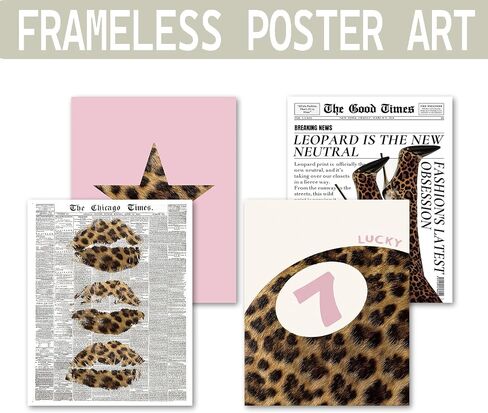 KDHTY Pink and Cheetah Room Decor,Cheetah Print Room Decor,Pink Aesthetic Preppy Cheetah Wall Art for Girly Bedroom Apartment Dorm,8x10 Unframed Set of 4 in Saudi Arabia