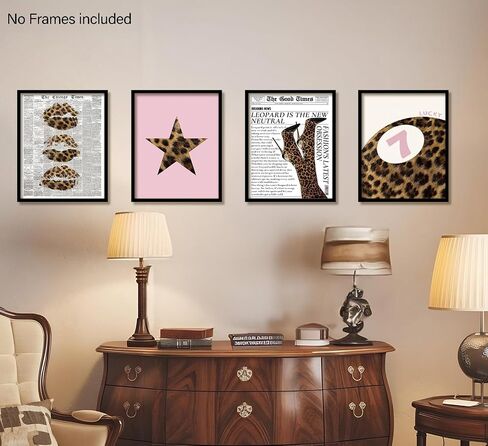 KDHTY Pink and Cheetah Room Decor,Cheetah Print Room Decor,Pink Aesthetic Preppy Cheetah Wall Art for Girly Bedroom Apartment Dorm,8x10 Unframed Set of 4 in Saudi Arabia