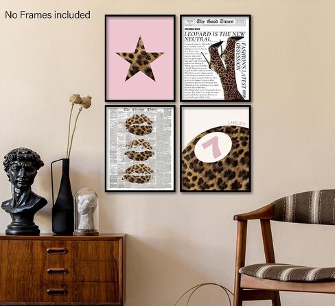 KDHTY Pink and Cheetah Room Decor,Cheetah Print Room Decor,Pink Aesthetic Preppy Cheetah Wall Art for Girly Bedroom Apartment Dorm,8x10 Unframed Set of 4 in Saudi Arabia