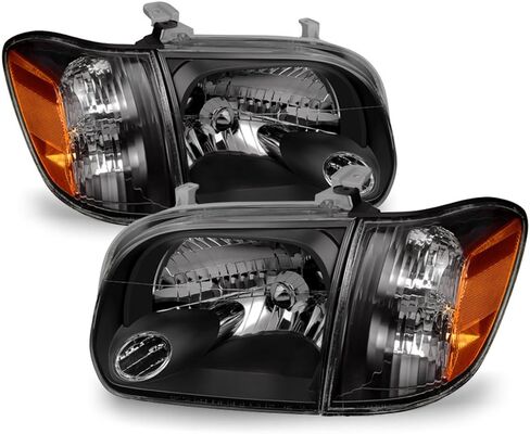 ACANII - For 2005-2006 Toyota Tundra Double | Crew Cab 2007 Sequoia Black Headlights w/Corner Lamps Driver + Passenger in Saudi Arabia