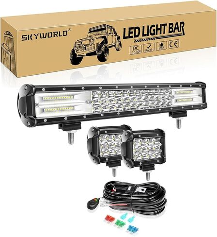 Skyworld 15 بوصة 216W LED LID BAR TRIPLE ROWS OFTROAD LIGHTS 2X36W WORK LIGHT BAR 12V 24V ATV 4WD مع مجموعة الأسلاك in Kuwait
