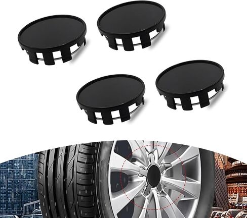 4 PCS Car Wheel Center Cover ، 2.12 "× 1.96" قبعات مركز Snap-in Center ، وملحقات محور الحافة المقاومة للماء ، وتمييز زخرفة غطاء المحور ، واقي حواجز العجلة العالمي لمعظم السيارات (أسود) in Saudi Arabia