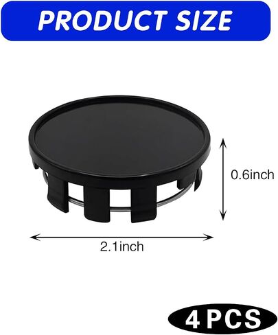 4 PCS Car Wheel Center Cover ، 2.12 "× 1.96" قبعات مركز Snap-in Center ، وملحقات محور الحافة المقاومة للماء ، وتمييز زخرفة غطاء المحور ، واقي حواجز العجلة العالمي لمعظم السيارات (أسود) in Saudi Arabia