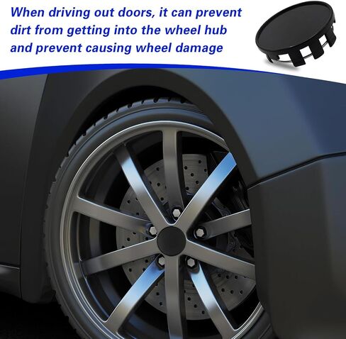 4 PCS Car Wheel Center Cover ، 2.12 "× 1.96" قبعات مركز Snap-in Center ، وملحقات محور الحافة المقاومة للماء ، وتمييز زخرفة غطاء المحور ، واقي حواجز العجلة العالمي لمعظم السيارات (أسود) in Saudi Arabia