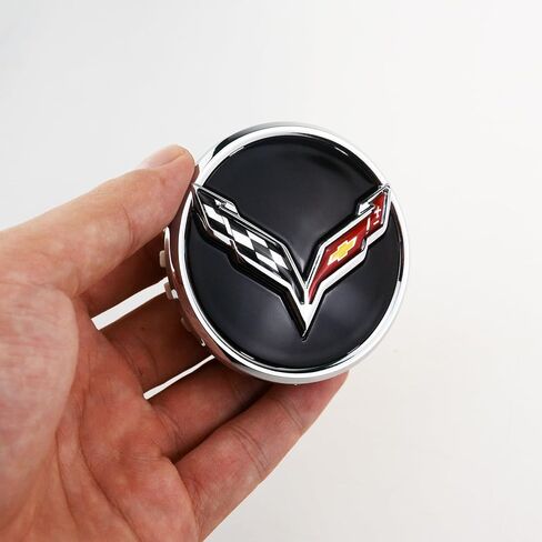 1pc 2014+ C7 Corvette Stingray Center Caps w/Crossed Flag Logo Trim Set 23217059 (Chrome) in Kuwait