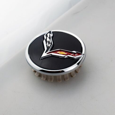 1pc 2014+ C7 Corvette Stingray Center Caps w/Crossed Flag Logo Trim Set 23217059 (Chrome) in Kuwait