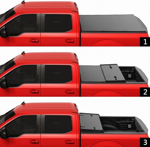 CARMOCAR Hard Tri-Fold Tonneau Cover 2019-2024 Replacement for Ford Ranger 6ft Black Pickup Truck Bed Cover with Led Light(NOT for Models with Factory Utility Track Sys. & Roll Bar) in Saudi Arabia