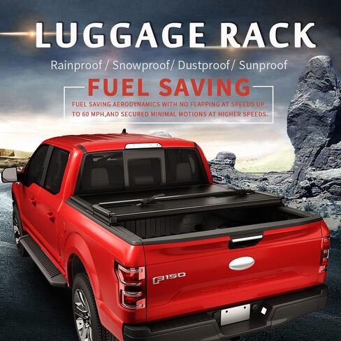 CARMOCAR Hard Tri-Fold Tonneau Cover 2019-2024 Replacement for Ford Ranger 6ft Black Pickup Truck Bed Cover with Led Light(NOT for Models with Factory Utility Track Sys. & Roll Bar) in Saudi Arabia