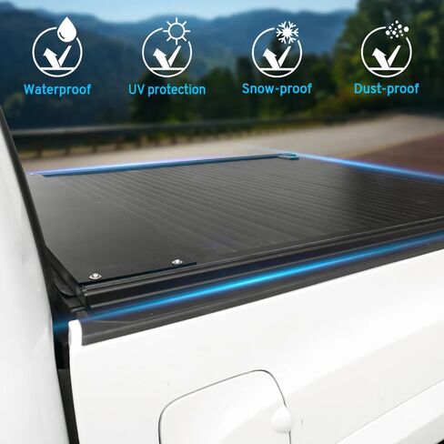 Syneticusa MB Retractable Hard Truck Bed Tonneau Cover Fits 2022-2025 Tundra 5'6" (66.7") Box Powder Coated Matte Black Aluminum Waterproof Accessories in Saudi Arabia