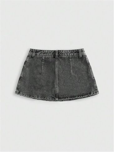 WDIRARA Women's Cross Embroidered Low Rise Mini Denim Skirt Grunge Punk Jean Skirt in Saudi Arabia