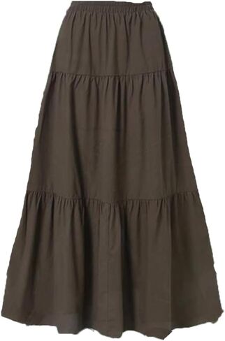 Women Vintage Pleated Skirt High Waist Retro Long Skirt in Saudi Arabia