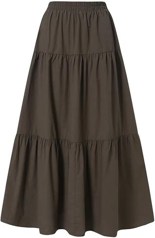 Women Vintage Pleated Skirt High Waist Retro Long Skirt in Saudi Arabia