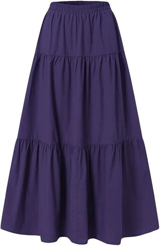 Women Vintage Pleated Skirt High Waist Retro Long Skirt in Saudi Arabia