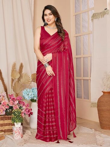 عصري جاهز لارتداء ساري 1 دقيقة جاهزة ساري مسبقًا ساريًا مسبقًا مع بلوزة غير مختلطة in Kuwait