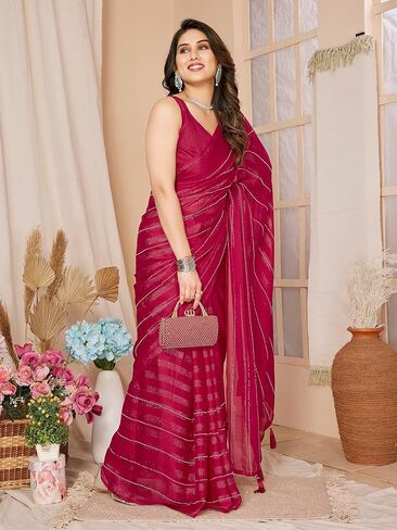 عصري جاهز لارتداء ساري 1 دقيقة جاهزة ساري مسبقًا ساريًا مسبقًا مع بلوزة غير مختلطة in Kuwait