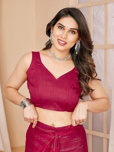 عصري جاهز لارتداء ساري 1 دقيقة جاهزة ساري مسبقًا ساريًا مسبقًا مع بلوزة غير مختلطة in Kuwait