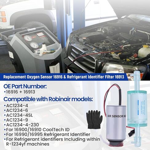 16916 مستشعر الأكسجين W/ 16913 FITS FITS FOR ROBINAIR 16900/16910 COOLTECHID & 16990/16995 INTERIFIER ، R-1234YF ACCINES (AC1234-4/ AC1234-4SL/ AC1234-4-230/ AC1234-6/ AC1234-2. in Saudi Arabia