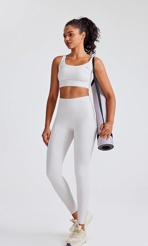 DAISHA Women’s 2 Piece Yoga Workout Outfits Sets,Seamless Yoga Leggings with Padded Stretchy Sports Bra,Gym Clothes. in Kuwait