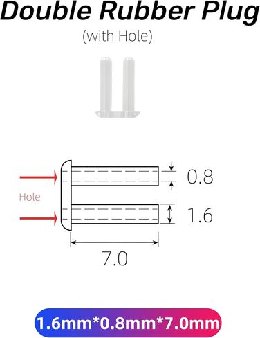 (200 Pcs) Rimless Glasses Double Rubber Plug PVC Frameless Glasses Repair Part DIY Eyeglasses Accessories 1.4/1.5/1.6/1.7/2.0 ((200 Pcs)1.4mm*0.8mm*7.0mm) in Kuwait