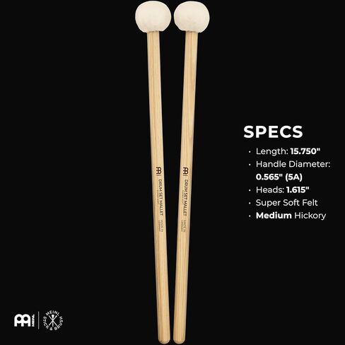 مجموعة طبول Meinl Stick & Brush Drum مع رأس لباد فائق النعومة ومقبض هيكوري أمريكي 5A مصنوع في ألمانيا (SB400) in Kuwait
