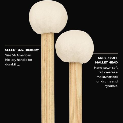 مجموعة طبول Meinl Stick & Brush Drum مع رأس لباد فائق النعومة ومقبض هيكوري أمريكي 5A مصنوع في ألمانيا (SB400) in Kuwait