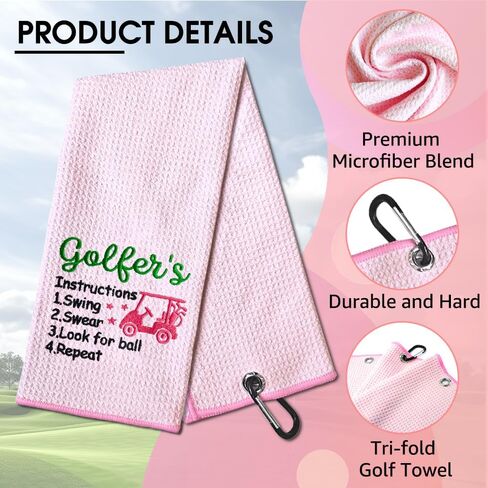 TOUNER Golf Mom Embroidered Golf Towels for Golf Bags with Clip, Funny Pink Golf Towel Gifts for Mom in Law Mom Mama Wife, Golf Accessories for Mother Women, Retirement Mother's Day Birthday Gifts in Kuwait