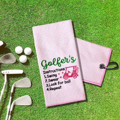 TOUNER Golf Mom Embroidered Golf Towels for Golf Bags with Clip, Funny Pink Golf Towel Gifts for Mom in Law Mom Mama Wife, Golf Accessories for Mother Women, Retirement Mother's Day Birthday Gifts in Kuwait