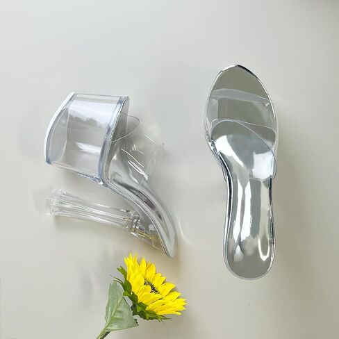 Womens's Clear Platform Heels for Women Sky High Slide Chunky Sexy 6-Inch Heeled Dancing Sandals in Saudi Arabia