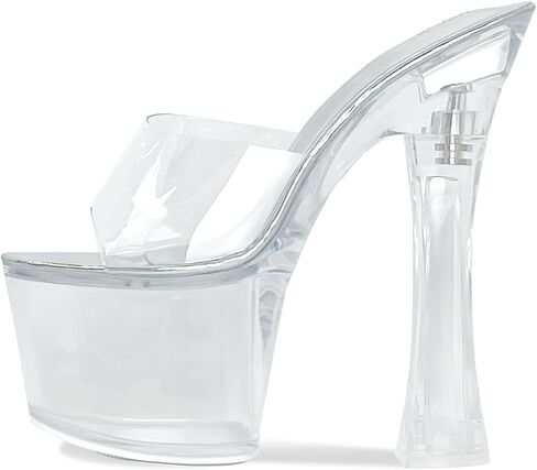 Womens's Clear Platform Heels for Women Sky High Slide Chunky Sexy 6-Inch Heeled Dancing Sandals in Saudi Arabia