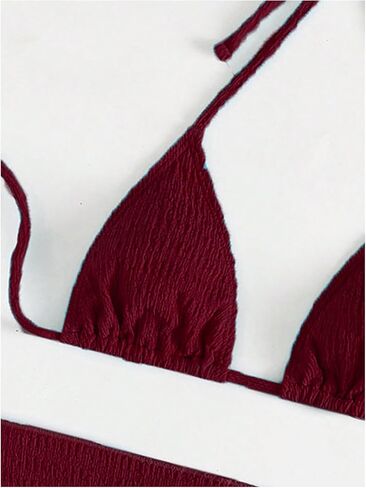 SHENHE Women's 3 Piece Textured High Cut Halter Triangle Bikini Swimsuit with Cover Up in Kuwait