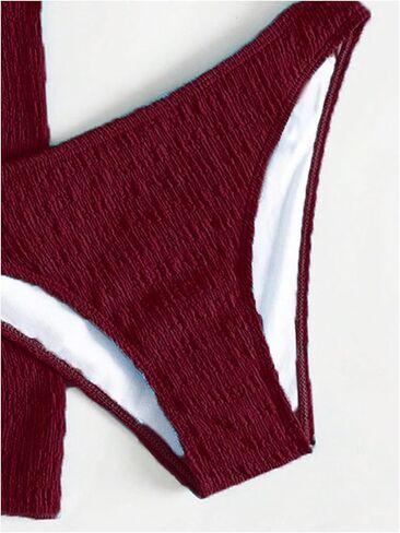 SHENHE Women's 3 Piece Textured High Cut Halter Triangle Bikini Swimsuit with Cover Up in Kuwait