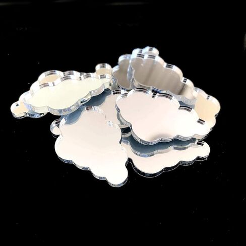 Cloud Shaped Crafting Mirrors, Set of 10, Many Colours, Shatterproof Acrylic, Silver Mirror, Pack of 10 x 10cm in Saudi Arabia