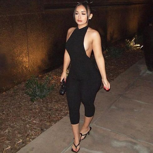 NIFTRIRY One Jumpsuit for Women Sleeveless Hollow Out Bodycon Jumpsuit for Women Black Jumpsuit Sexy Club Outfits in Kuwait