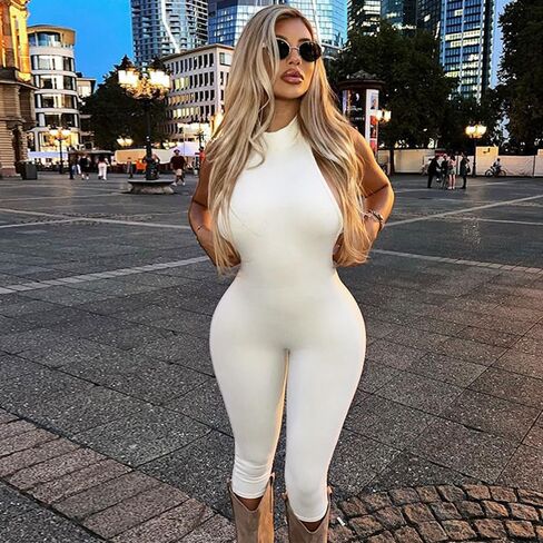 NIFTRIRY One Jumpsuit for Women Sleeveless Hollow Out Bodycon Jumpsuit for Women Black Jumpsuit Sexy Club Outfits in Kuwait