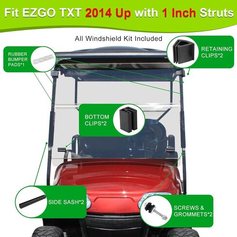 مقاطع Golf Cart Windshield Clips Sash Thunting Kit for Ezgo Txt DCS PDS 1994-2013 ، FIT 3/4 "Struts Tube Windshield Clips OEM EGWHC12 ، EGWHC10 618485 (لا تتناسب مع EZGO RXV) in Kuwait