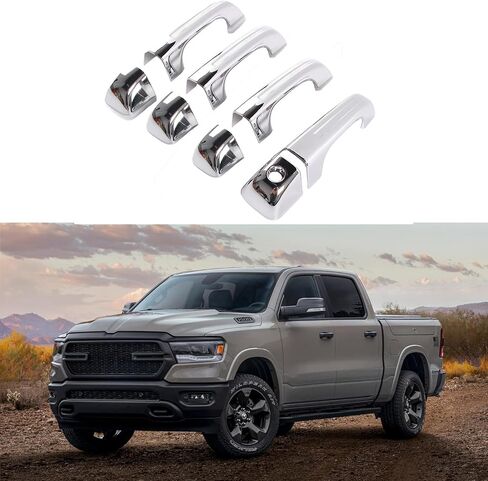 4Pcs Chrome Door Handle Covers Without Smart Keyholes Fit for 2019-2024 Ram 1500 in Saudi Arabia