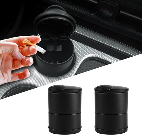 Car Ashtray with Lid, Smell Proof Windproof Detachable Auto Truck Ashtray, Smokeless Self-Extinguishing Cigarette Ashtray Cup Holder, Portable Mini Vehicle Trash Can Universal for Office, Home in Kuwait