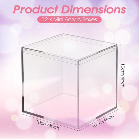 12Pcs Clear Acrylic Box with lid 4 x 4 x 4 Inch Small Acrylic Box Plastic Square Cube Decorative Storage Boxs Mini Acrylics Containers Display Boxes Display Case Container for Candy Jewelry Tiny Items in Saudi Arabia