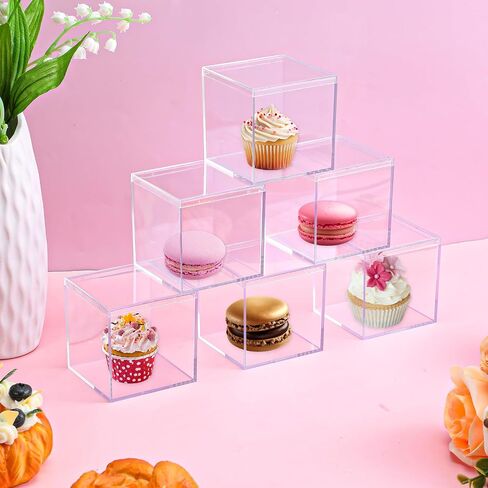 12Pcs Clear Acrylic Box with lid 4 x 4 x 4 Inch Small Acrylic Box Plastic Square Cube Decorative Storage Boxs Mini Acrylics Containers Display Boxes Display Case Container for Candy Jewelry Tiny Items in Saudi Arabia