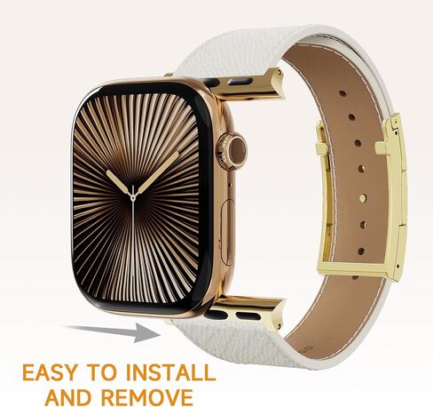 مصمم فرقة جلدية متوفرة مع Apple Watch 49MM46mm45mm4mm4mm41mm4mm 40mm38mm للنساء ، عصابات مشبك H المغناطيسية المتنقلة لـ IWatch Ultra 2/1/SE/Series 10/9/8/7/6/5/5/3/2/1 in Kuwait
