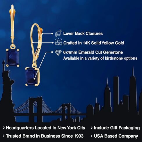 GEM Stone King 14K Gold Gold Goldstone Birthstone Leverback Drop Drop أقراط للنساء | الزمرد قطع 6x4mm | أقراط المجوهرات الذهبية الجميلة لزوجتها والدتها in Kuwait