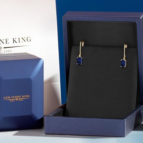 GEM Stone King 14K Gold Gold Goldstone Birthstone Leverback Drop Drop أقراط للنساء | الزمرد قطع 6x4mm | أقراط المجوهرات الذهبية الجميلة لزوجتها والدتها in Kuwait