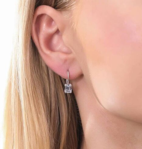BERRICLE Sterling Silver Solitaire Cubic Zirconia CZ Leverback Drop Dangle Earrings for Women, Asscher/Bezel/Cushion/Emerald/Princess Cut, 1.2-4 Carat, Rose Gold/Yellow Gold/Rhodium Plated in Saudi Arabia