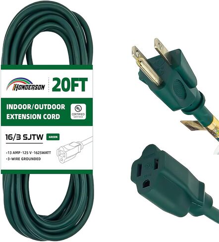 10FT Outdoor Extension Cord-16/3 SJTW Durable Black Extension Cord for Christmas Lights with 3 Prong Grounded Plug for Safety,Great for Outside Christmas Decorations in Kuwait