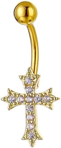 14G CZ Cross Belly Button Rings for Women 316L Surgical Steel Belly Navel Barbell Rings Sparkly Belly Piercing Jewelry Hypoallergenic in Saudi Arabia