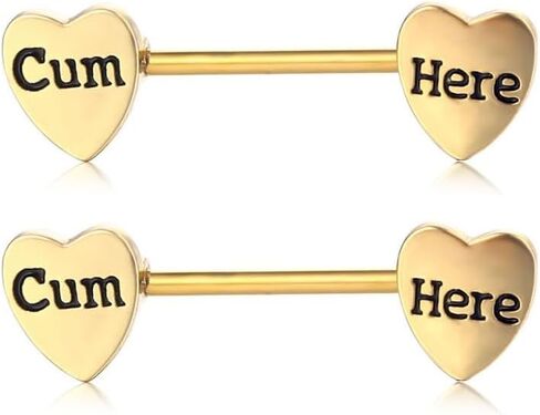 14G Cum Here Heart Nipple Rings for Women Stainless Steel Nipplerings Nipple Piercing Barbell Naughty Words Nipple Shield Studs Body Piercing Jewelry in Saudi Arabia