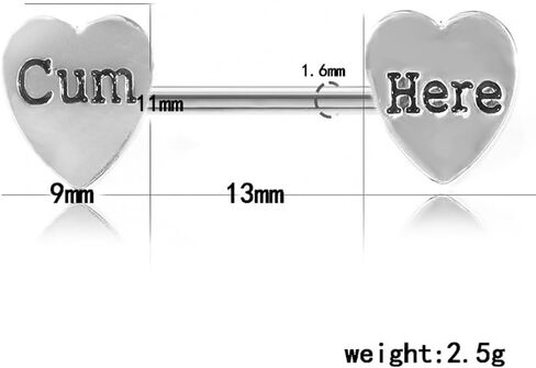 14G Cum Here Heart Nipple Rings for Women Stainless Steel Nipplerings Nipple Piercing Barbell Naughty Words Nipple Shield Studs Body Piercing Jewelry in Saudi Arabia