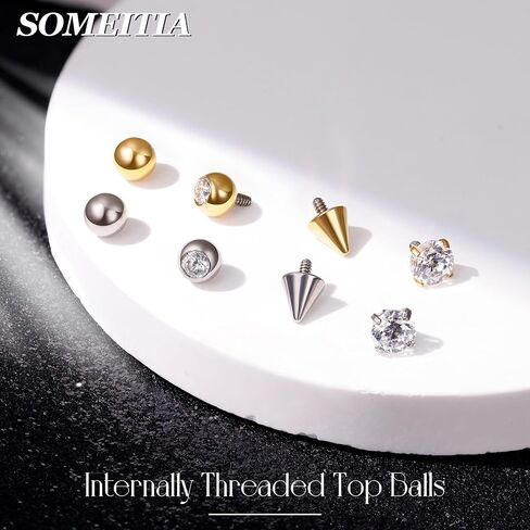 8Pcs 16G G23 Titanium Replacement Balls for Piercing Internally Threaded Body Jewelry Piercing Barbell Parts for Septum Lip Eyebrow Labret Cartilage Helix Conch Tragus Daith Piercing Jewelry 3mm in Kuwait