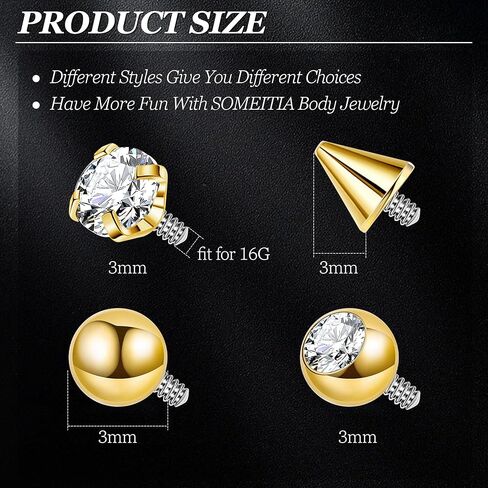 8pcs 16g G23 كرات استبدال التيتانيوم لثقب مجوهرات الجسد ذات الخيوط الداخلية ثقب أجزاء الحديد لحاجز الحواجب الحاجب Labret Gret Helix Conch Tragus daith Jewelry 3mm in Kuwait